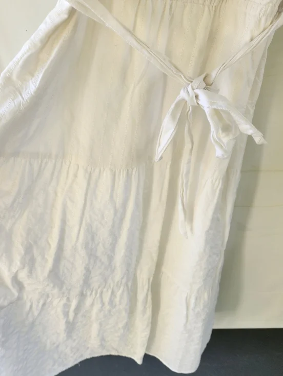 Talbots White Sleeveless Sun Dress with Waist Tie - Picture 4 of 10